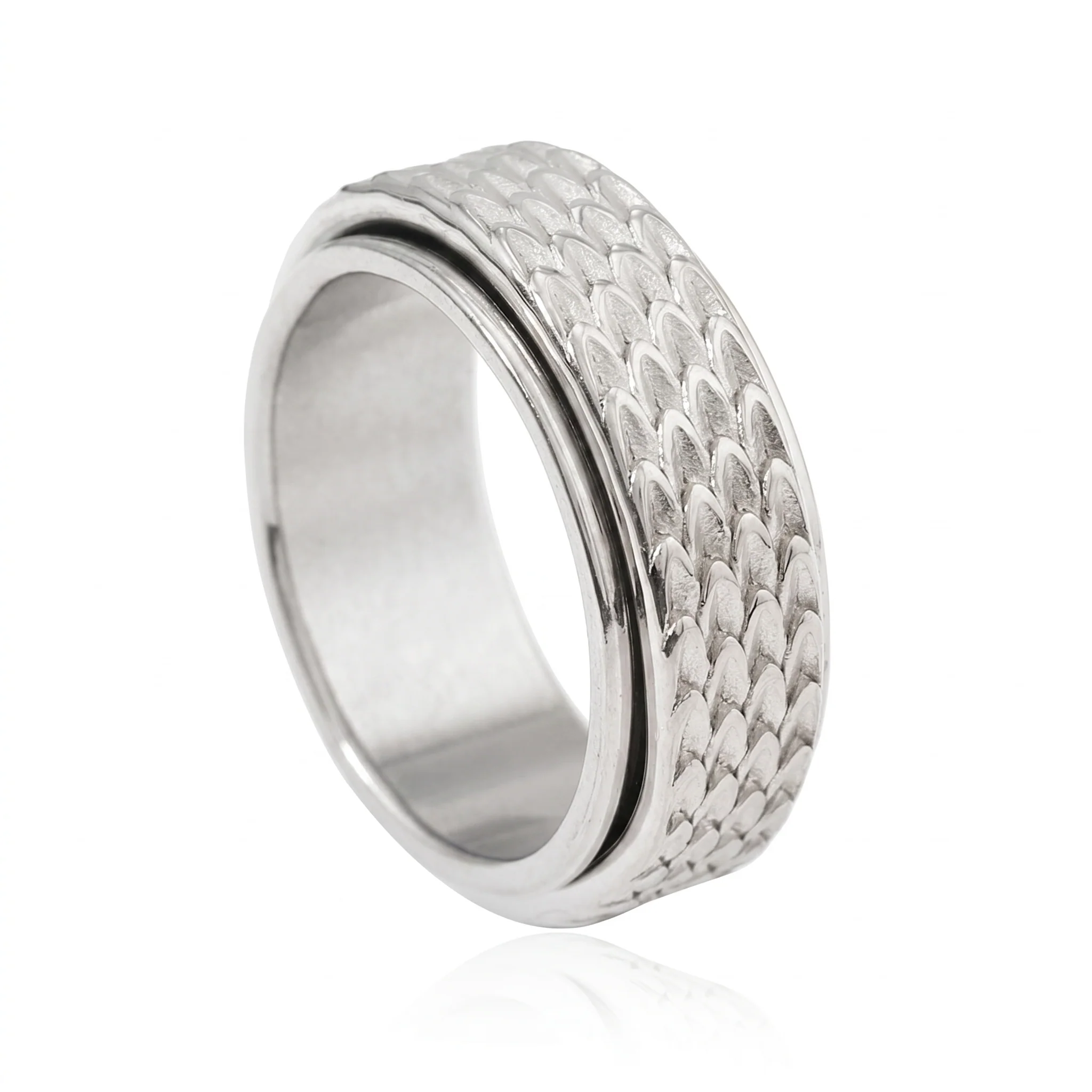 Toren Scale Spinner Ring | White Gold