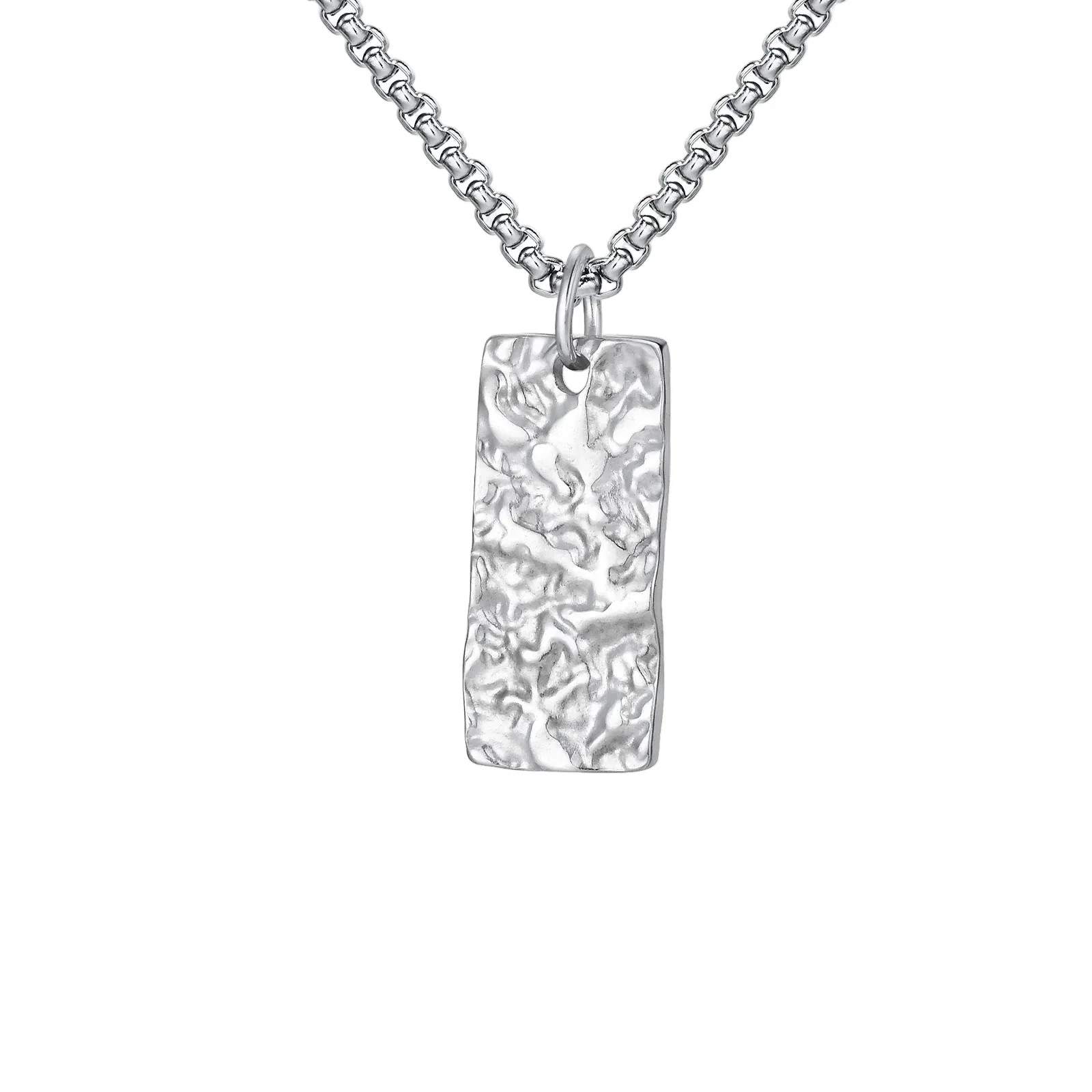 Ziven Hammered Bar Necklace | White Gold