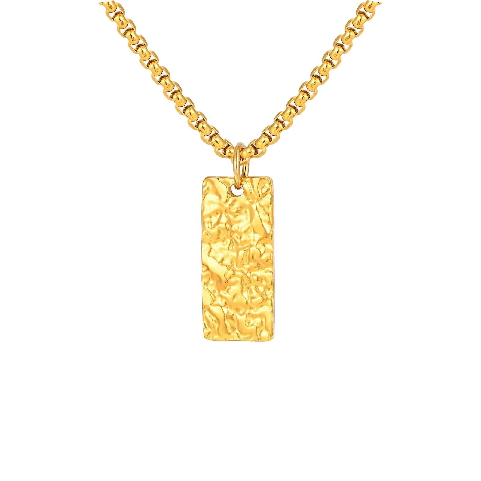 Ziven Hammered Bar Necklace | White Gold - Image 2
